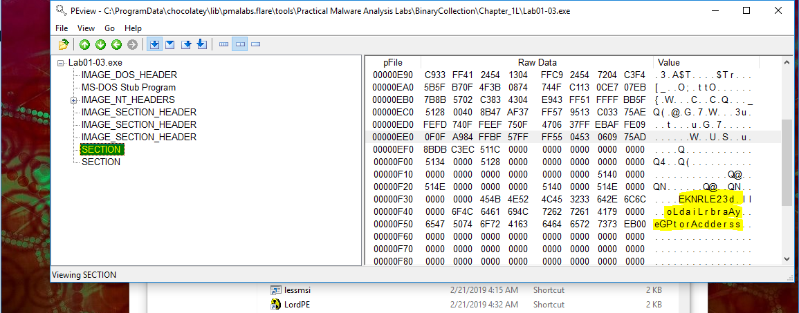 Lab01-03.exe Packed Library Imports