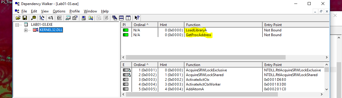 Lab01-03.exe Packed Library Imports